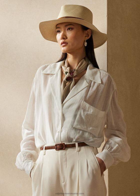 aproape alb femei Ralph Lauren cămașă din voile de in roslin 046883551