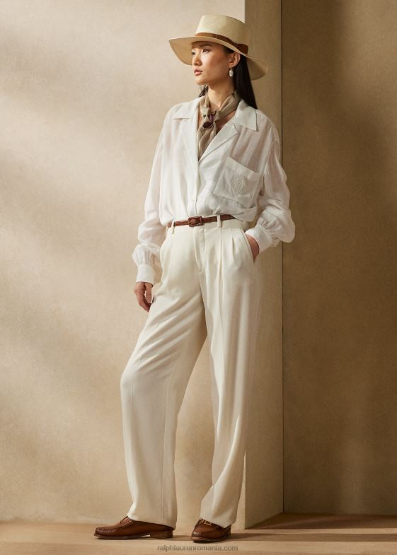 aproape alb femei Ralph Lauren cămașă din voile de in roslin 046883551