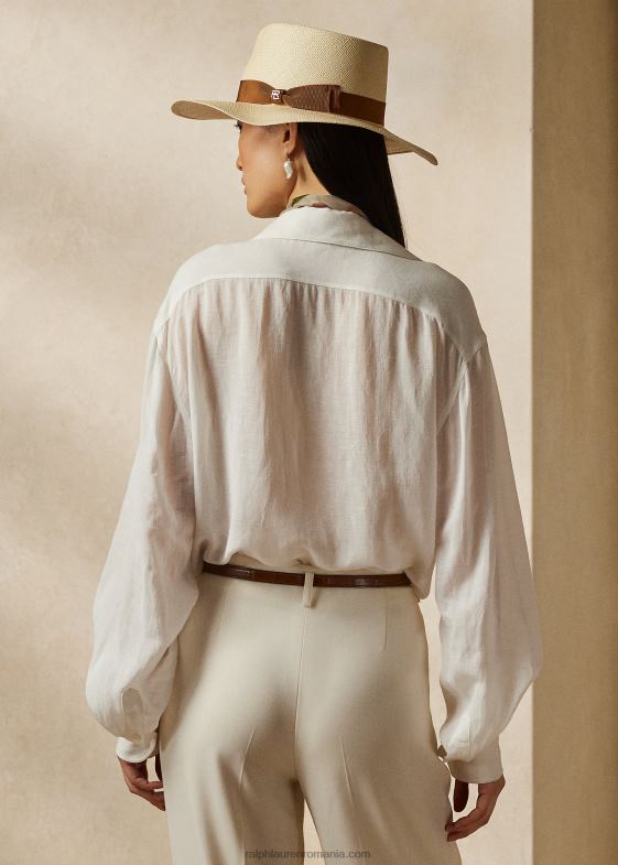aproape alb femei Ralph Lauren cămașă din voile de in roslin 046883551