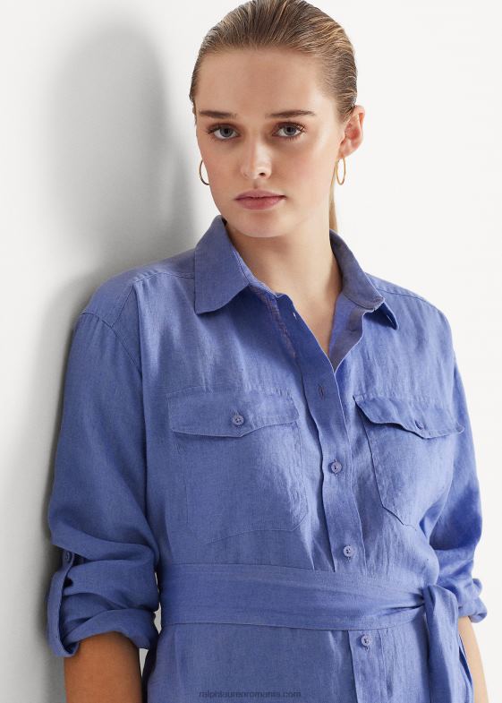 ceață albastră femei Ralph Lauren cămașă de in cu centură 046884070