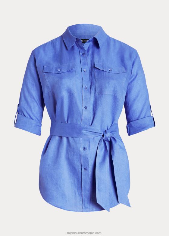 ceață albastră femei Ralph Lauren cămașă de in cu centură 046884631