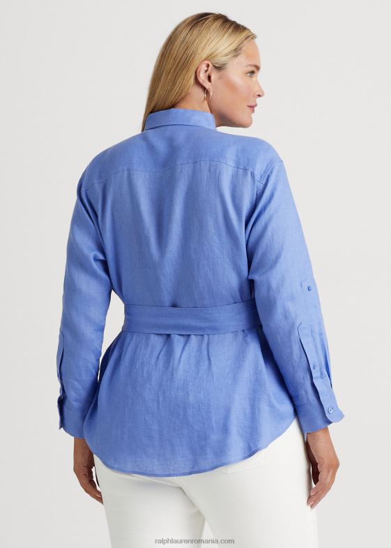 ceață albastră femei Ralph Lauren cămașă de in cu centură 046884631