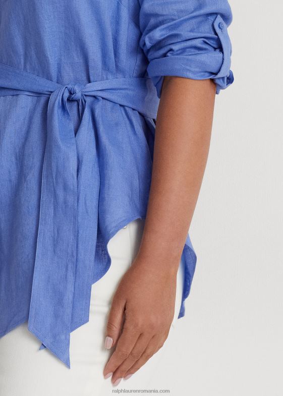 ceață albastră femei Ralph Lauren cămașă de in cu centură 046884631