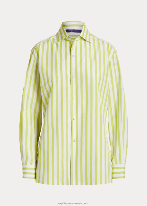 citron/alb femei Ralph Lauren cămașă din bumbac în dungi 046889340