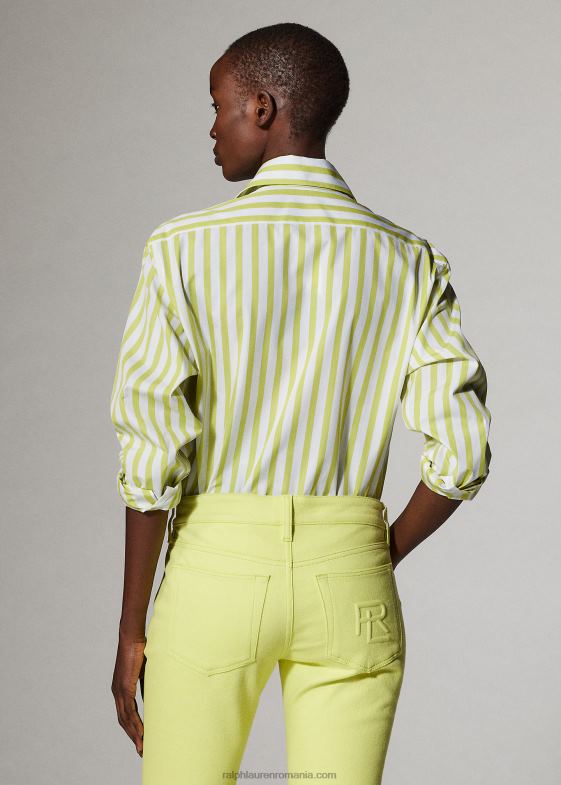 citron/alb femei Ralph Lauren cămașă din bumbac în dungi 046889340