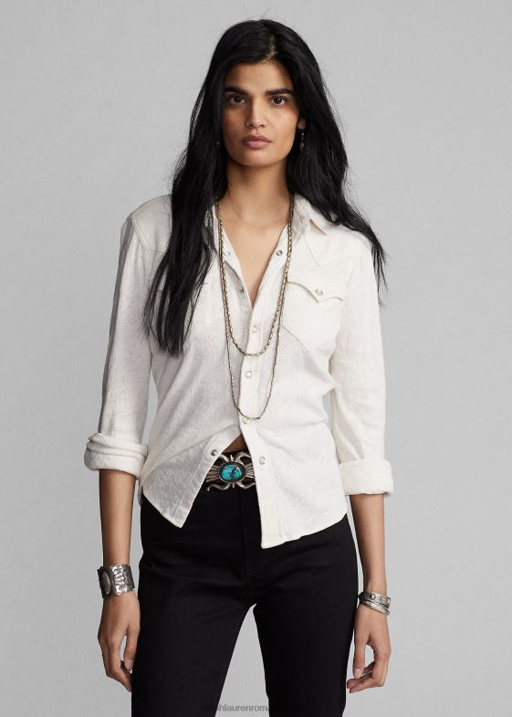 crema tonale femei Ralph Lauren cămașă vestică din tricot jacquard 046883613