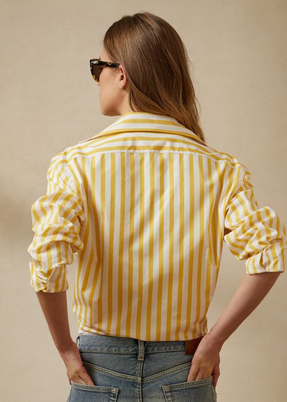 galben/alb clasic femei Ralph Lauren cămașă din bumbac în dungi 046889339