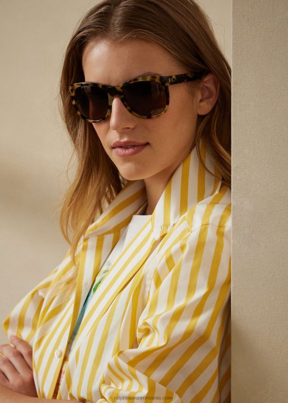 galben/alb clasic femei Ralph Lauren cămașă din bumbac în dungi 046889339