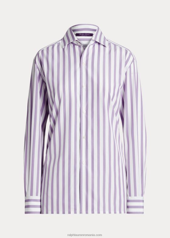 liliac/alb femei Ralph Lauren cămașă din bumbac în dungi 046889344