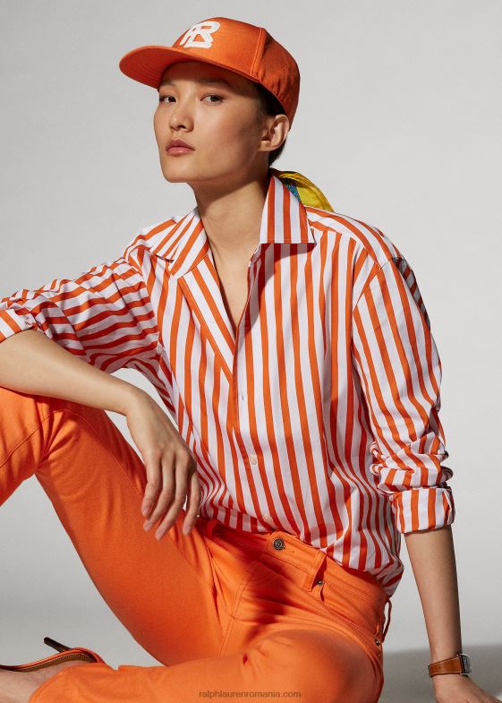 mac portocaliu/alb femei Ralph Lauren cămașă din bumbac în dungi 046889338