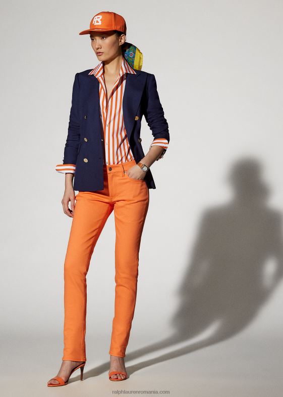 mac portocaliu/alb femei Ralph Lauren cămașă din bumbac în dungi 046889338