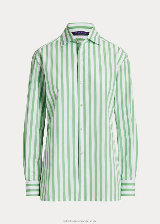 menta/alb femei Ralph Lauren cămașă din bumbac în dungi 046889341