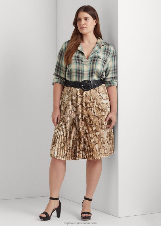 multi albastru/verde femei Ralph Lauren cămașă oversize din twill în carouri 046884771