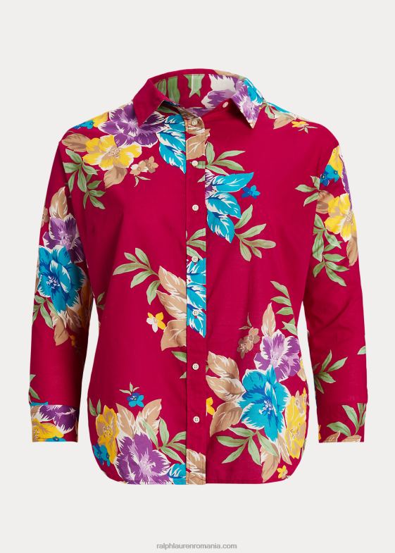 multi roz femei Ralph Lauren cămașă din vel de bumbac floral 046884527