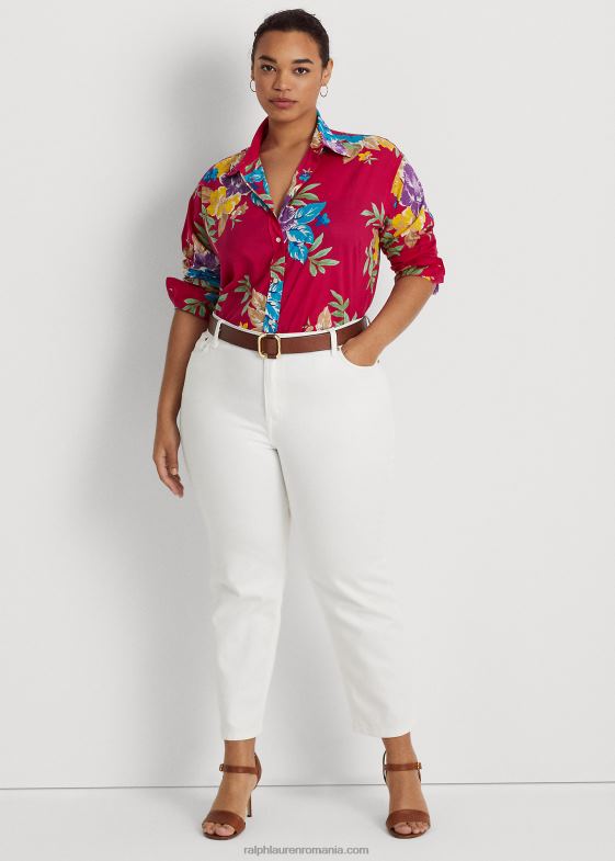 multi roz femei Ralph Lauren cămașă din vel de bumbac floral 046884527