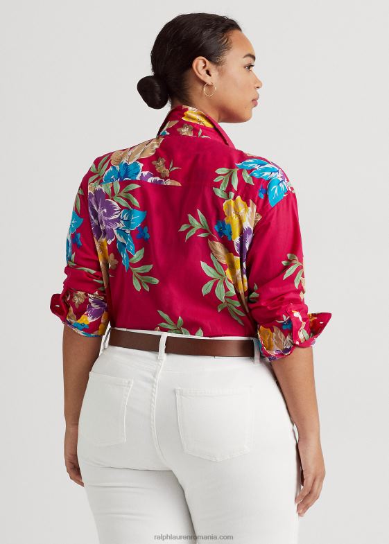 multi roz femei Ralph Lauren cămașă din vel de bumbac floral 046884527