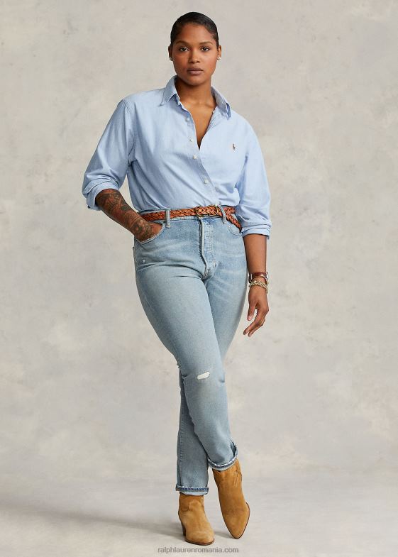 zambila albastra femei Ralph Lauren cămașă oxford cu potrivire clasică 046883348