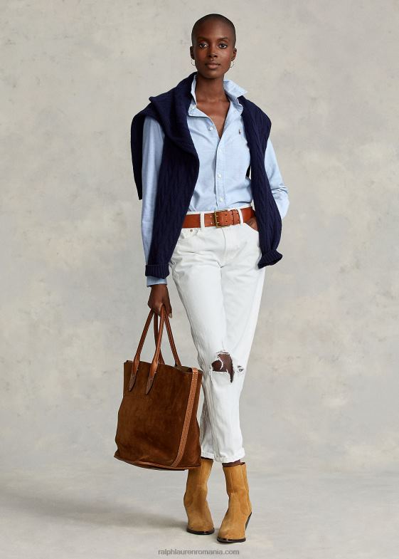 zambila albastra femei Ralph Lauren cămașă oxford cu potrivire clasică 046883348