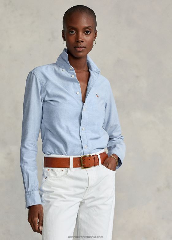 zambila albastra femei Ralph Lauren cămașă oxford cu potrivire clasică 046883348