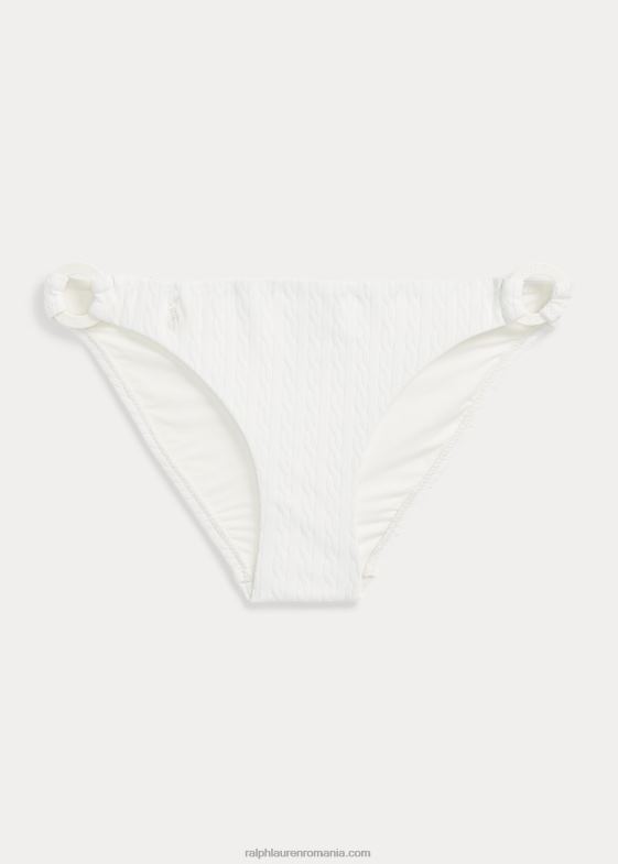 alb cald femei Ralph Lauren fund de bikini cu inel O cu motiv cablu 046883232