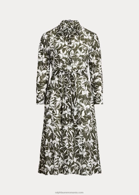 măsline femei Ralph Lauren rochie cămașă midi din bumbac floral 046889439