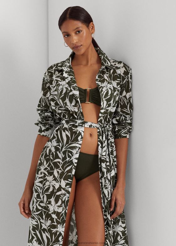 măsline femei Ralph Lauren rochie cămașă midi din bumbac floral 046889439