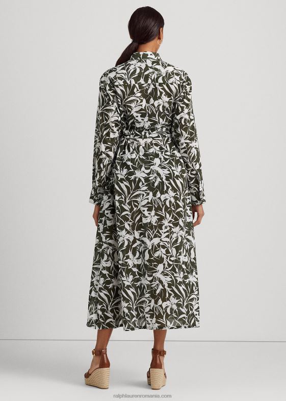 măsline femei Ralph Lauren rochie cămașă midi din bumbac floral 046889439