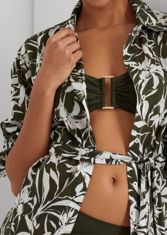 măsline femei Ralph Lauren rochie cămașă midi din bumbac floral 046889439