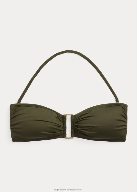măsline femei Ralph Lauren top de bikini bandeau cu inel în față 046889441