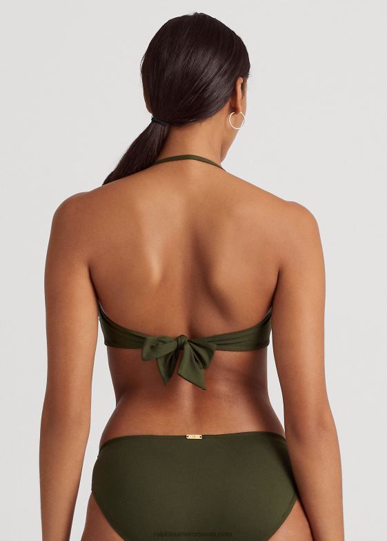 măsline femei Ralph Lauren top de bikini bandeau cu inel în față 046889441