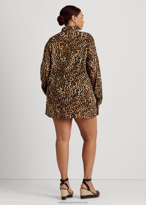 maro femei Ralph Lauren cămașă din bumbac cu imprimeu leopard 046884581