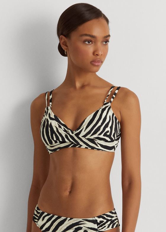 zebră femei Ralph Lauren Top de bikini cu bretele duble cu imprimeu zebră 046889592
