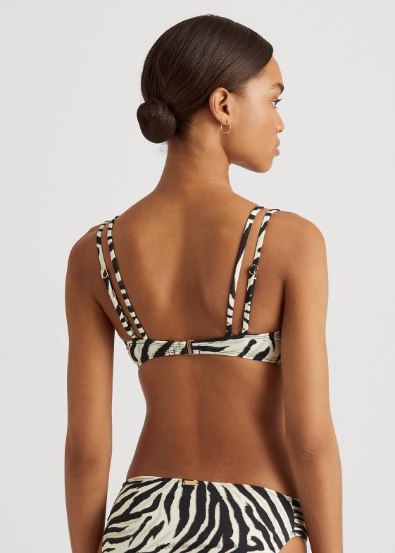 zebră femei Ralph Lauren Top de bikini cu bretele duble cu imprimeu zebră 046889592
