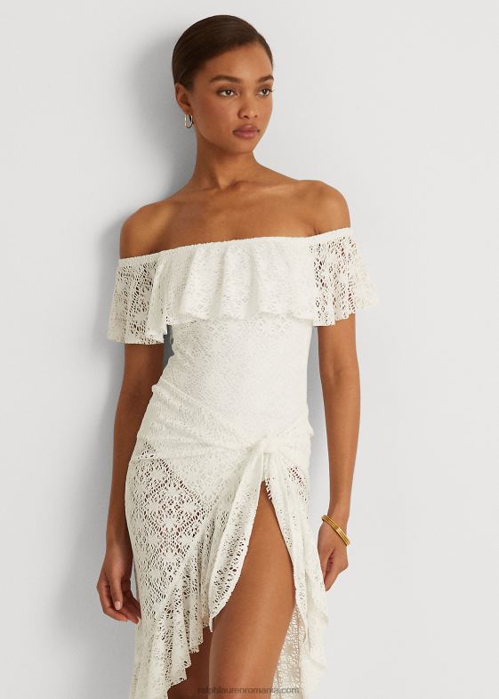 alb femei Ralph Lauren fustă croșetată cu volane 046889451