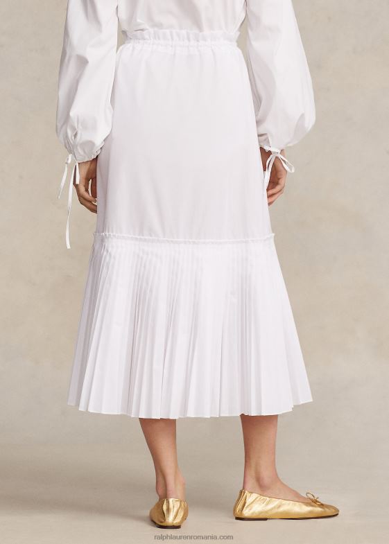 alb femei Ralph Lauren fustă în formă de a cu șnur cu tiv pliat 046883129