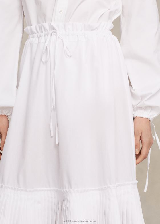 alb femei Ralph Lauren fustă în formă de a cu șnur cu tiv pliat 046883129