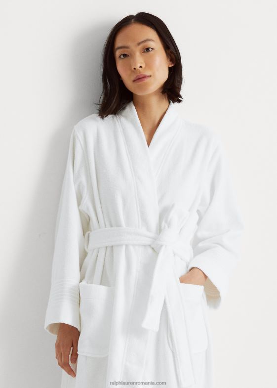 alb femei Ralph Lauren halat personalizat din stofă din bumbac 046884225