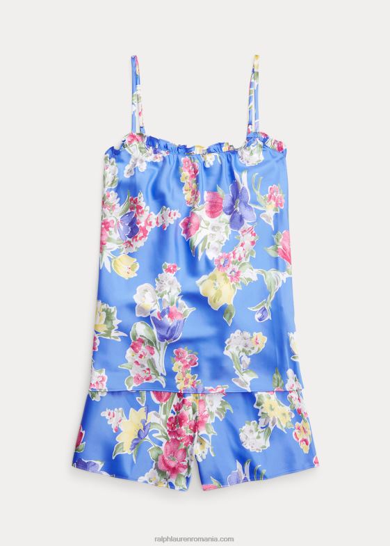 albastru floral femei Ralph Lauren Set pijama camisole din satin floral 046883956