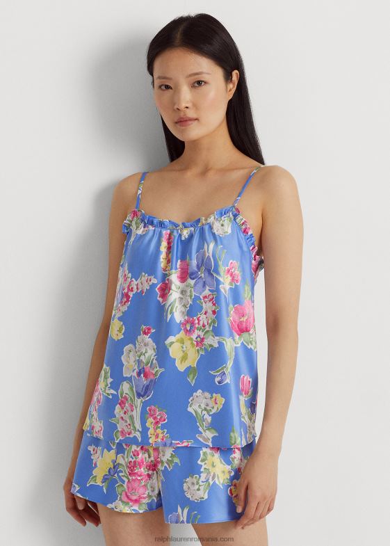 albastru floral femei Ralph Lauren Set pijama camisole din satin floral 046883956
