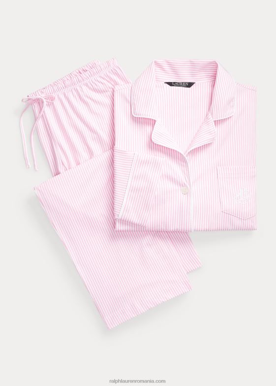 dungă albă roz femei Ralph Lauren set de dormit capri din bumbac 046884250
