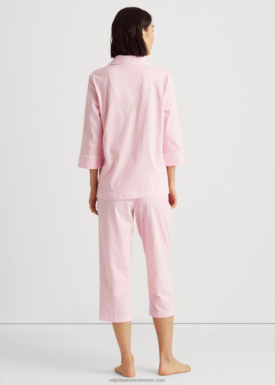 dungă albă roz femei Ralph Lauren set de dormit capri din bumbac 046884250