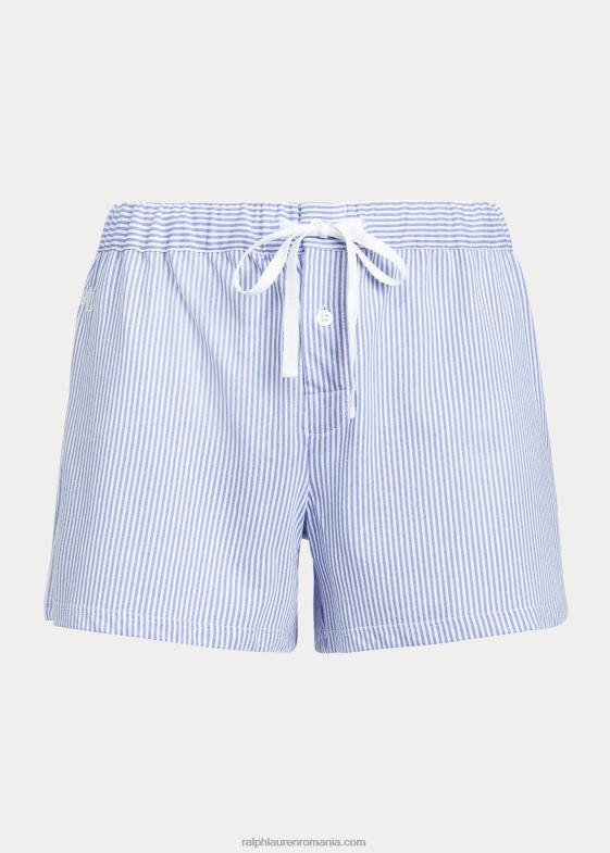 dungă albastră femei Ralph Lauren scurtă de dormit în dungi din amestec de bumbac 046884221