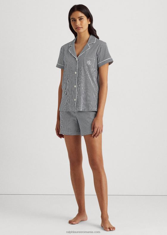 dungă bleumarin/albă femei Ralph Lauren set de pijamale boxer cu dungi 046884218