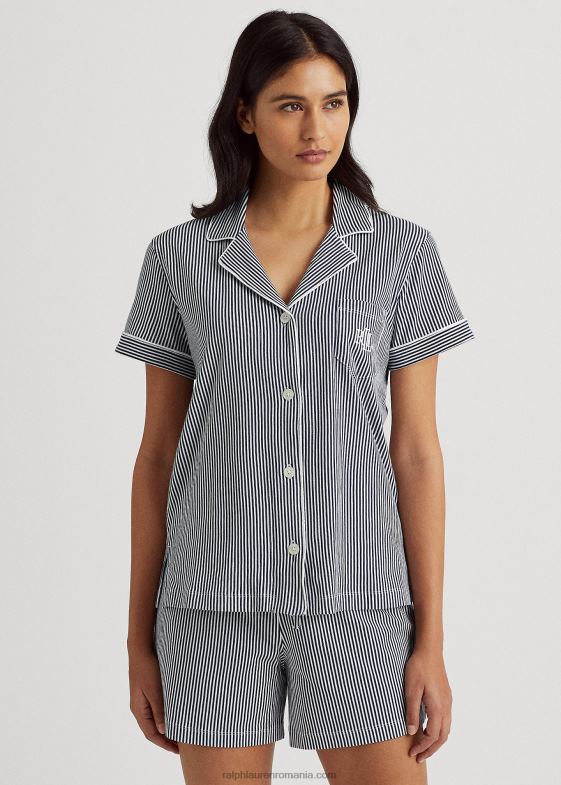 dungă bleumarin/albă femei Ralph Lauren set de pijamale boxer cu dungi 046884218