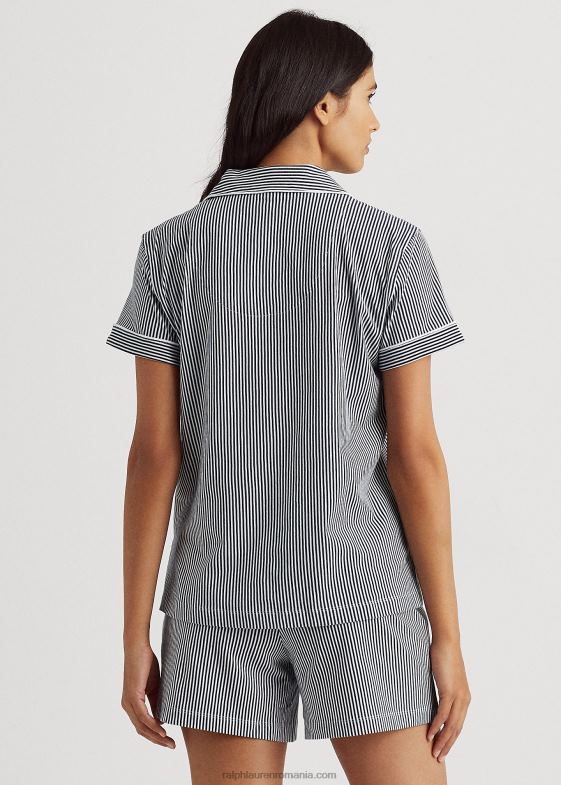 dungă bleumarin/albă femei Ralph Lauren set de pijamale boxer cu dungi 046884218