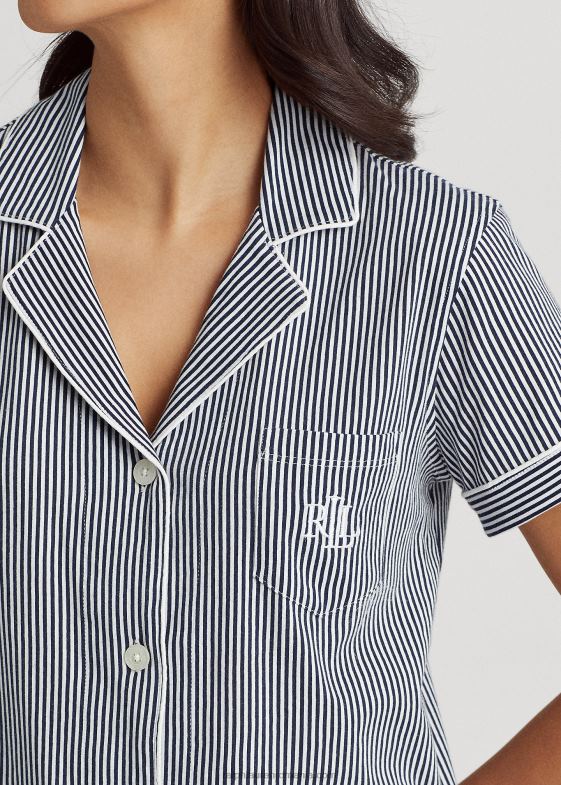 dungă bleumarin/albă femei Ralph Lauren set de pijamale boxer cu dungi 046884218