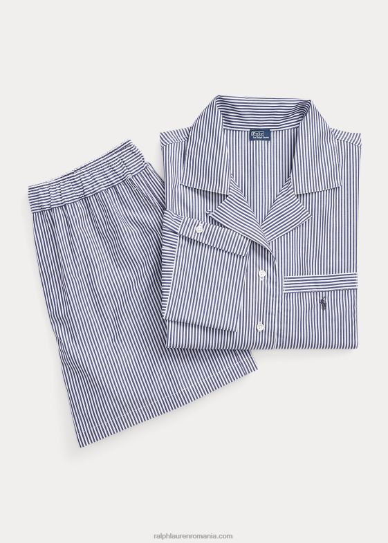 dungă bleumarin femei Ralph Lauren Set de pijamale crop top și boxer din popelin 046883009