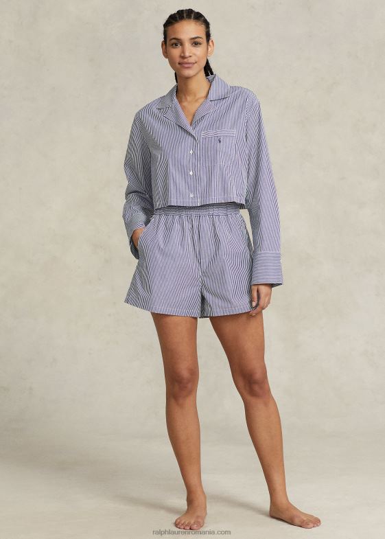 dungă bleumarin femei Ralph Lauren Set de pijamale crop top și boxer din popelin 046883009