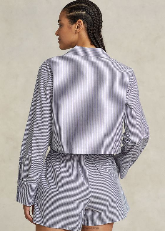 dungă bleumarin femei Ralph Lauren Set de pijamale crop top și boxer din popelin 046883009