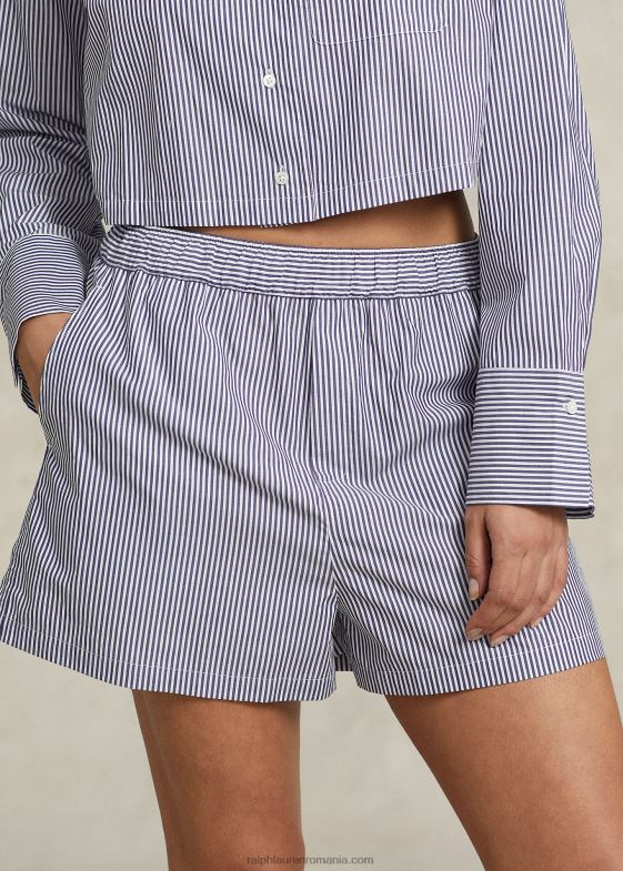 dungă bleumarin femei Ralph Lauren Set de pijamale crop top și boxer din popelin 046883009